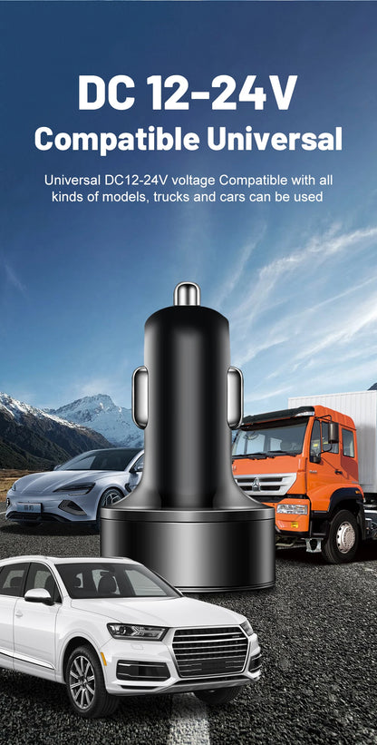 Car Charger 100W Support Super Fast Charging 5 in 1 Multi-port Voltage Car with Vehicle Digital Display Mobile Car Phone Adapter