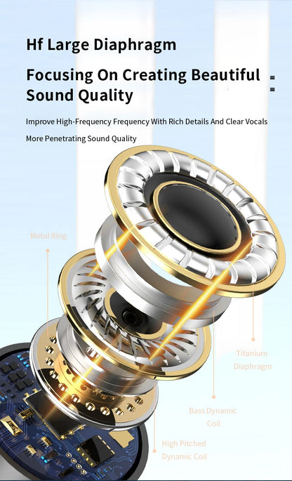 Wired Earphones Half In Ear Type 3.5mm Dual Plug Gaming Headset HiFi Bass Stereo Curved HD Earbuds For Laptops Mobile Phones