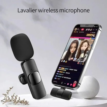 Portable Wireless Lavalier Microphone Audio Video Recording Mini Mic For iPhone Android Live Broadcast Gaming Phone With Receive