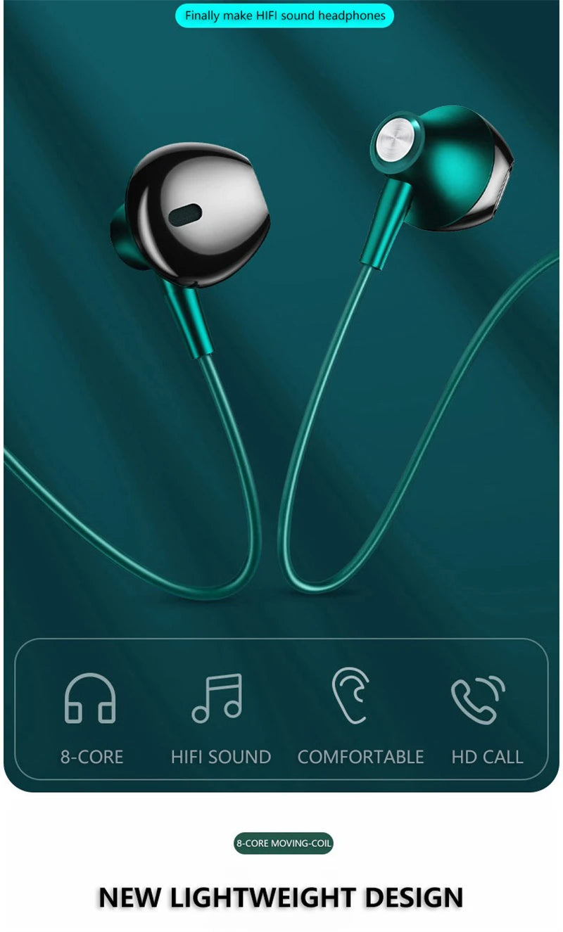 Wired Headphones In Ear Headset Wired Earphone With Microphone Bass HiFi Stereo 3.5mm Earbuds Sports In-line Control For Phones