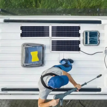 Solar Panel Charger 100W Waterproof Trickle Charger Solar Battery Maintainer Dual Output For 12V-24V Car RV Boat Motorcycle