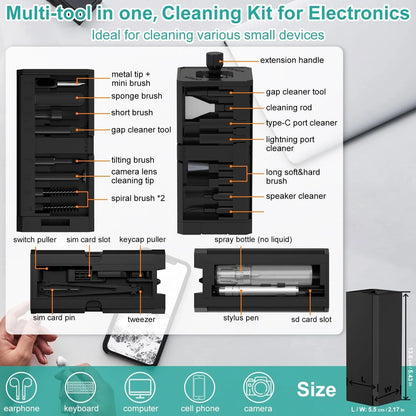 32-in-1 Multi-Purpose Electronics Cleaning Kit – for iPhone Charging Port, AirPods, Bluetooth Earbuds, Keyboard & Screen Cleanin