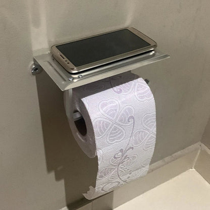 Aluminum Alloy Wall-Mounted Toilet Paper Holder with Shelf - Smallenterprised 
