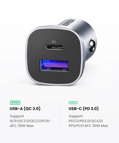 UGREEN Car Charger Type C Fast USB Charger for iPhone 15 14 13 Xiaomi Car Charging Quick 4.0 3.0 Charge Mobile Phone PD Charger