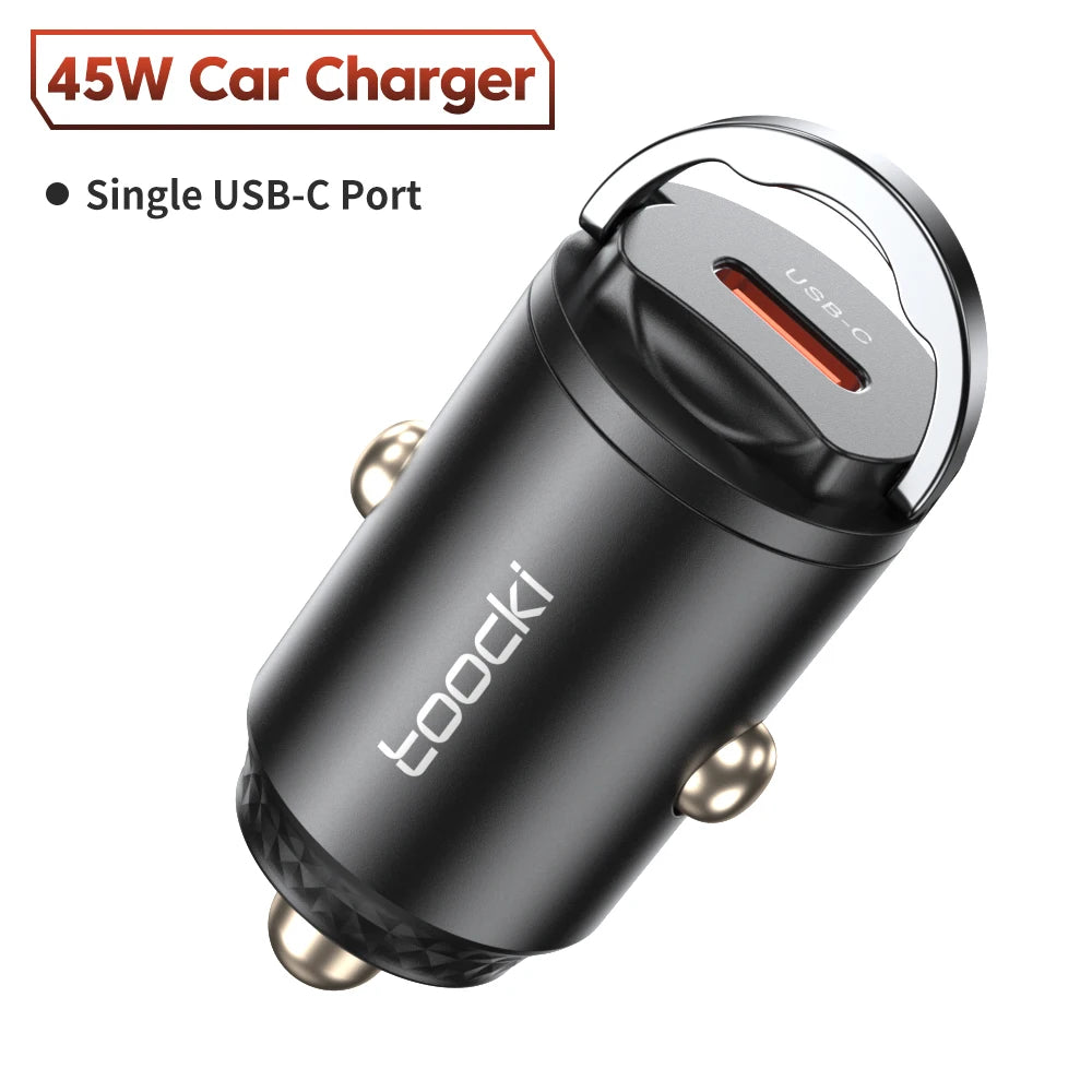 45W Dual USB A Type C Car Charger Metal Auto PD Charger Adapter Fast Charging USB C Charger For CellPhone in Car For iPhone 13