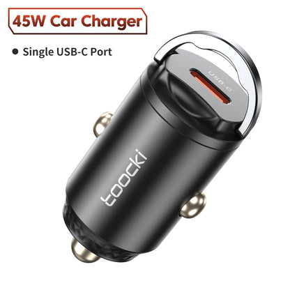 45W Dual USB A Type C Car Charger Metal Auto PD Charger Adapter Fast Charging USB C Charger For CellPhone in Car For iPhone 13