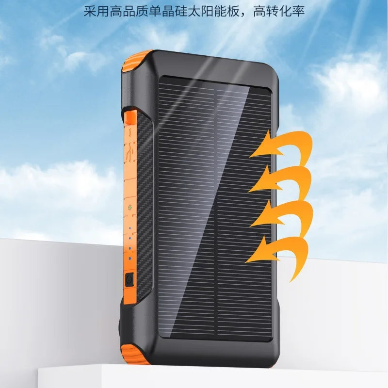 Hand-cranked Solar Power Bank with Four Cables21000mAh Large Capacity Fast Charging Outdoor Emergency Power Bank