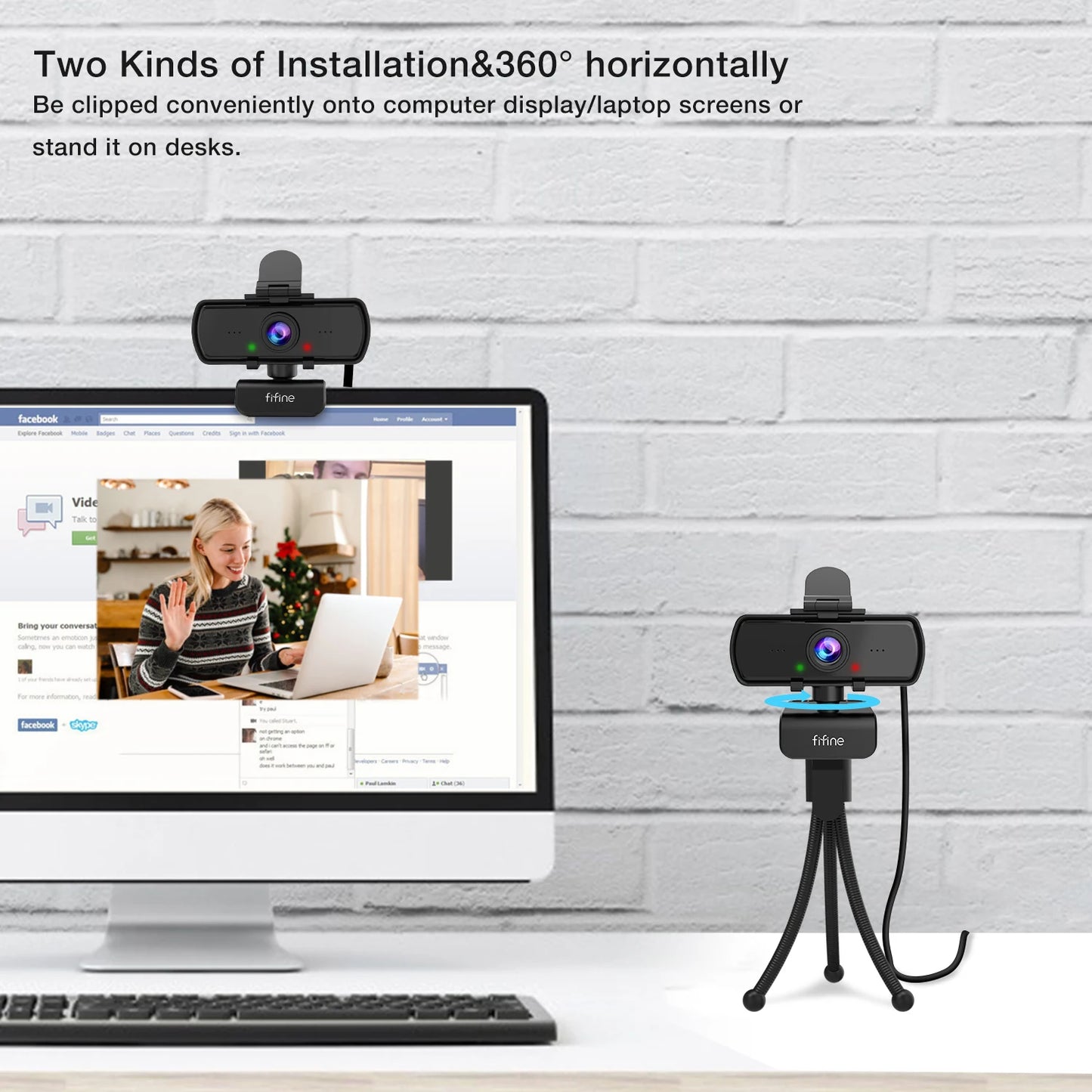 FIFINE 1440p Full HD PC Webcam with Microphone, tripod, for USB Desktop & Laptop,Live Streaming Webcam for Video Calling-K420 - Small Enterprise