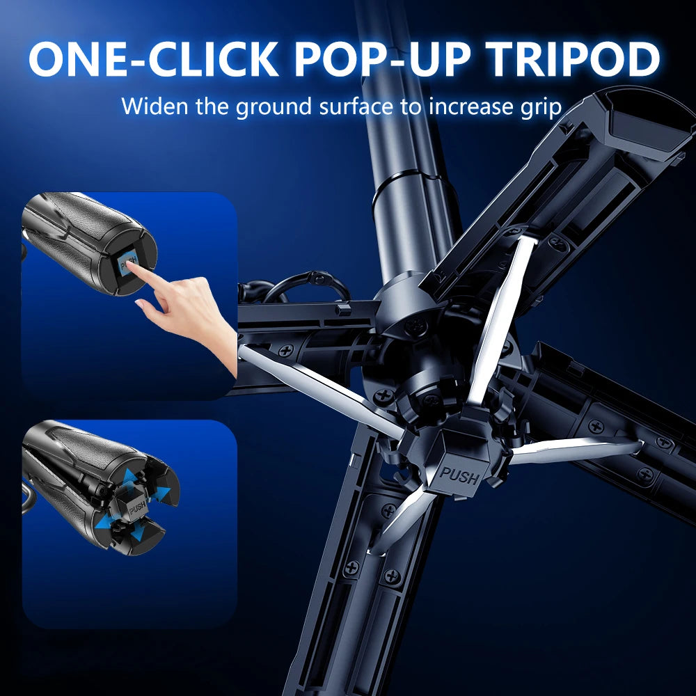 The Selfie Stick Tripod Adopts A Telescopic And Folding Design Which Is Very Convenient To Store And Carry And Can Rotate 360°