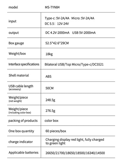Solar Power Generation Solar Lithium Battery Smart Charger Type-C USB Four-Slot for 3.7V 18650/26650/21700/14500 Batteries