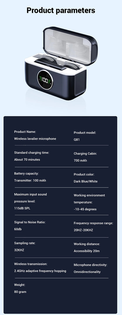 The new generation of noise-cancelling wireless microphones/lapel microphones are suitable for Android/iPhone/ Photo/PC/ laptops