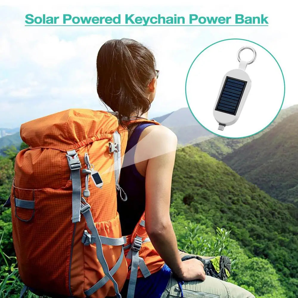 Solar Keychain Charger Solar Power Bank Fast Charging Wireless Charger Solar Pocket Chargers External Power Bank Keychain