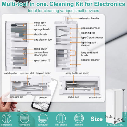 32-in-1 Multi-Purpose Electronics Cleaning Kit – for iPhone Charging Port, AirPods, Bluetooth Earbuds, Keyboard & Screen Cleanin