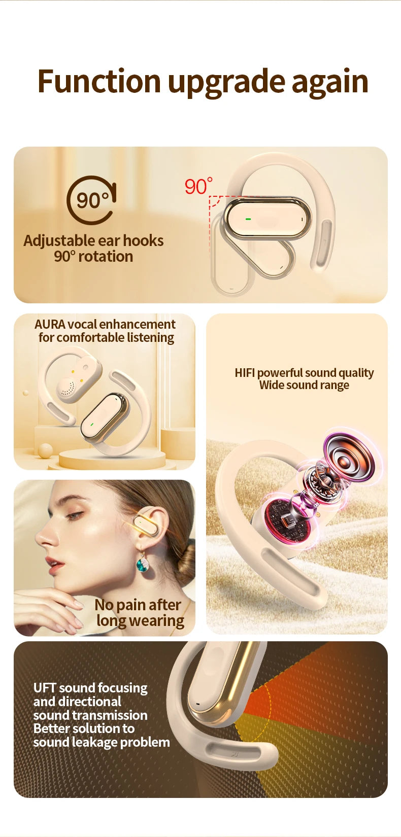 Bluetooth 5.4 Earphones Wireless Headphone Smart Adjustable Touch Sports Waterproof Earbuds Stereo Music Headset For Xiaomi