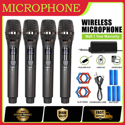 Wireless Microphone Original Professional Ultra High Frequency Heavy Duty Charging Type 4 Microphone Video Karaoke Singing