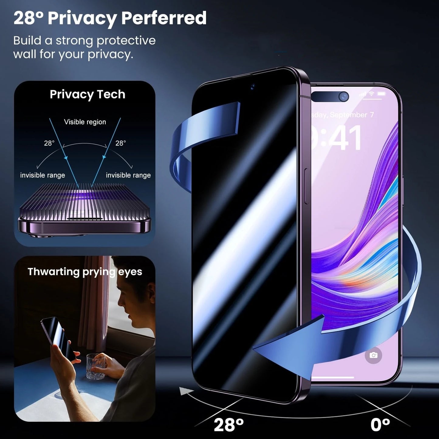 Full Cover Anti-Spy Screen Protector For iPhone 11 12 13 14 15 16 17Pro Max Privacy Protection Glass For iPhone 14 15 16 Plus