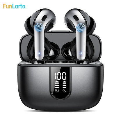 Wireless Earphones with Bluetooth 5.3, Quad-Mic Call Noise Reduction ENC, 50H Playtimes Wireless Earbuds Bluetooth Headphones