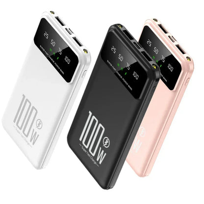 New Portable 100W Super Fast Charging Power Bank 30000mAh Large Capacity with LED Ligh Digital Display for IPhone Xiaomi Huawei