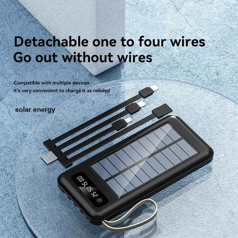 Solar Power Bank 50000mAh Fast Charging Dual USB LED