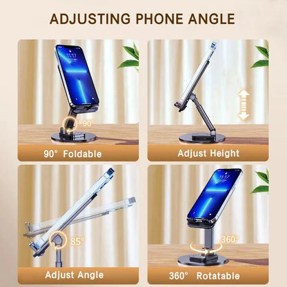 Universal Phone Stand for Desk 360 °   Rotating Multi-Angle Non-Slip Metal Base Foldable Holder for iPhone 13/14/15 pro Xiaomi S