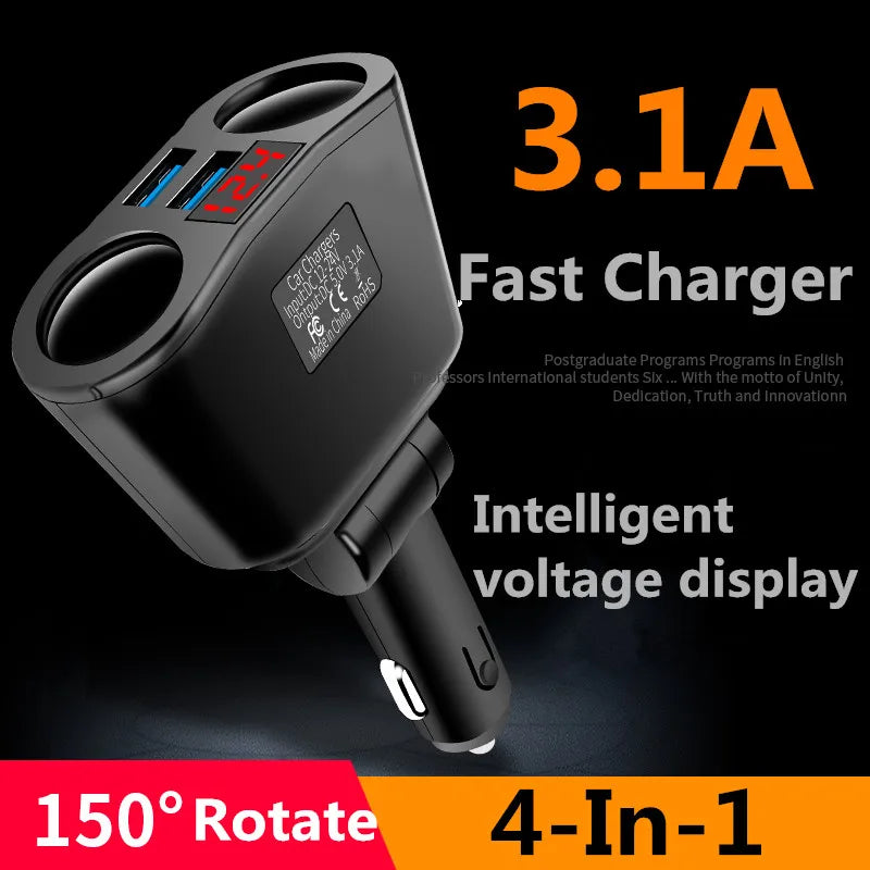 Car Charger 3.1A Dual USB Car Quick Charging Adapter For iPhone 13 12 11 Xiaomi Huawei Phones 2 Port LED Display Car USB Charger