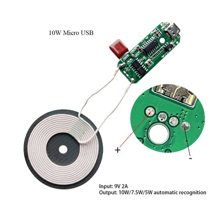 10W 15W 20W High Power Wireless Charger Transmitter Module Type C Micro USB + Coil QC/PD/QI Standard Fast Charging Circuit Board