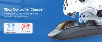 Controller Charger Station with 2x3600mWh Rechargeable Battery Packs for Xbox One/Series X|S Controller, Dual Charging Dock for