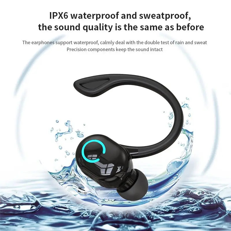 Bluetooth 5.2 Business Wireless Headphone Ear-Hook Mini HIFI Bass Noise Cancelling Earphone With Mic Earbud Sport Game Headset