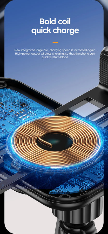 Auto Clamping Wireless Car Charger 15W Fast Charging Car Charger Phone Mount Phone Holder for iPhone 16 15 14 13 12 11 Pro Max