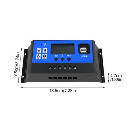 Solar Charge Controller 12V 24V PWM 10A 20A 30A Solar Panel Battery Regulator LCD Display Dual USB Output