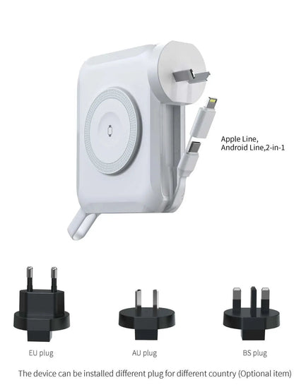 Travel charger iPhone Magnetic wireless charging bank comes with cable and plug 65W Supportlaptop Android Fast charge