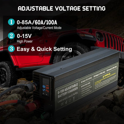 Solar System Charger 12V 60A Lifepo4/Lithium Battery Power Adapter 60A 12.8V Adjustable Current/Voltage Battery Accessories