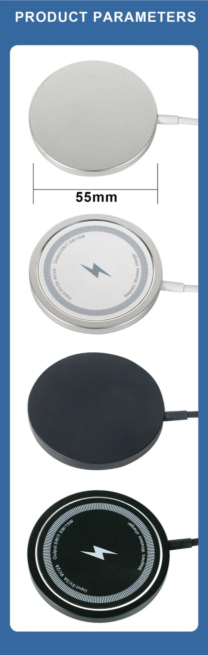 Wireless Charger 15W Compact And Convenient Black For Iphone 15/14/13/12/11/Pro/Max/Se 2020/Xs/Xr/X/8 Plus