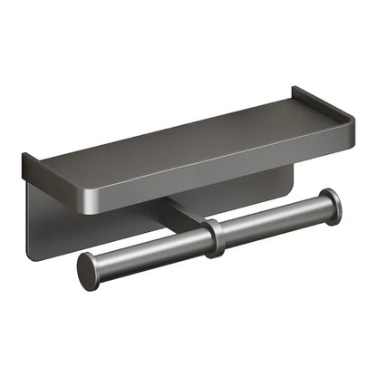 Aluminum Alloy Wall-Mounted Toilet Paper Holder with Shelf - Smallenterprised 