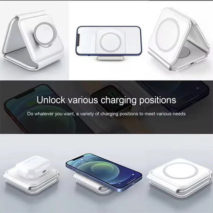 Wireless Charger 3 in 1 Charging Station for iPhone 15/14/13/12 Series Travel Charger for Multiple Devices for AirPods 3/2/Pro A