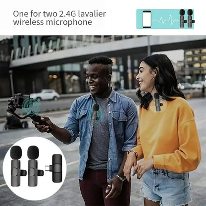 Portable Wireless Lavalier Microphone Audio Video Recording Mini Mic For iPhone Android Live Broadcast Gaming Phone With Receive