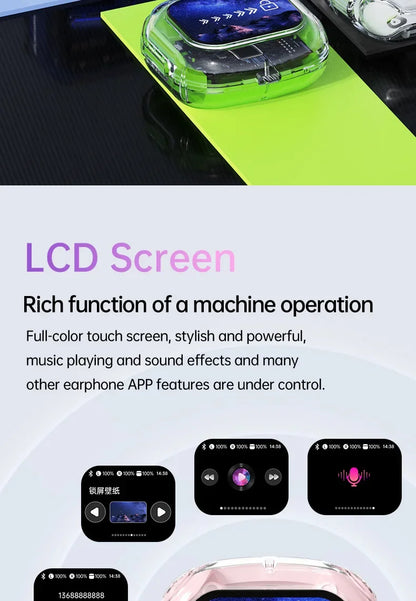 Wireless Bluetooth-compatible Earphones Air31 intelligent Touch Color LCD Screen TWS Earbuds HIFI Noise Reduction Stereo Headset