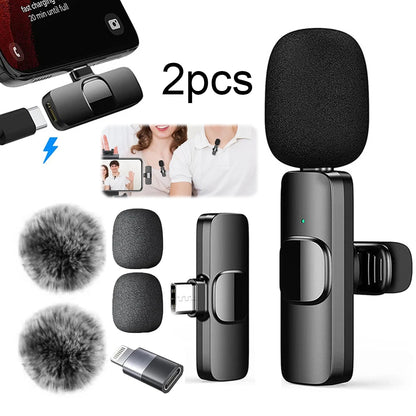 Video Record Microphone Noise Canceling Mini Microphone System 2.4G Intelligent Microphone for iPhone Computer Tablet Camera