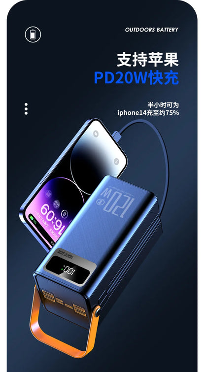 PowerBank 60000mAh 30000mAh 20000mAh Spare battery Portable Charger Mobile External Battery Fast charging For Camping iPhone