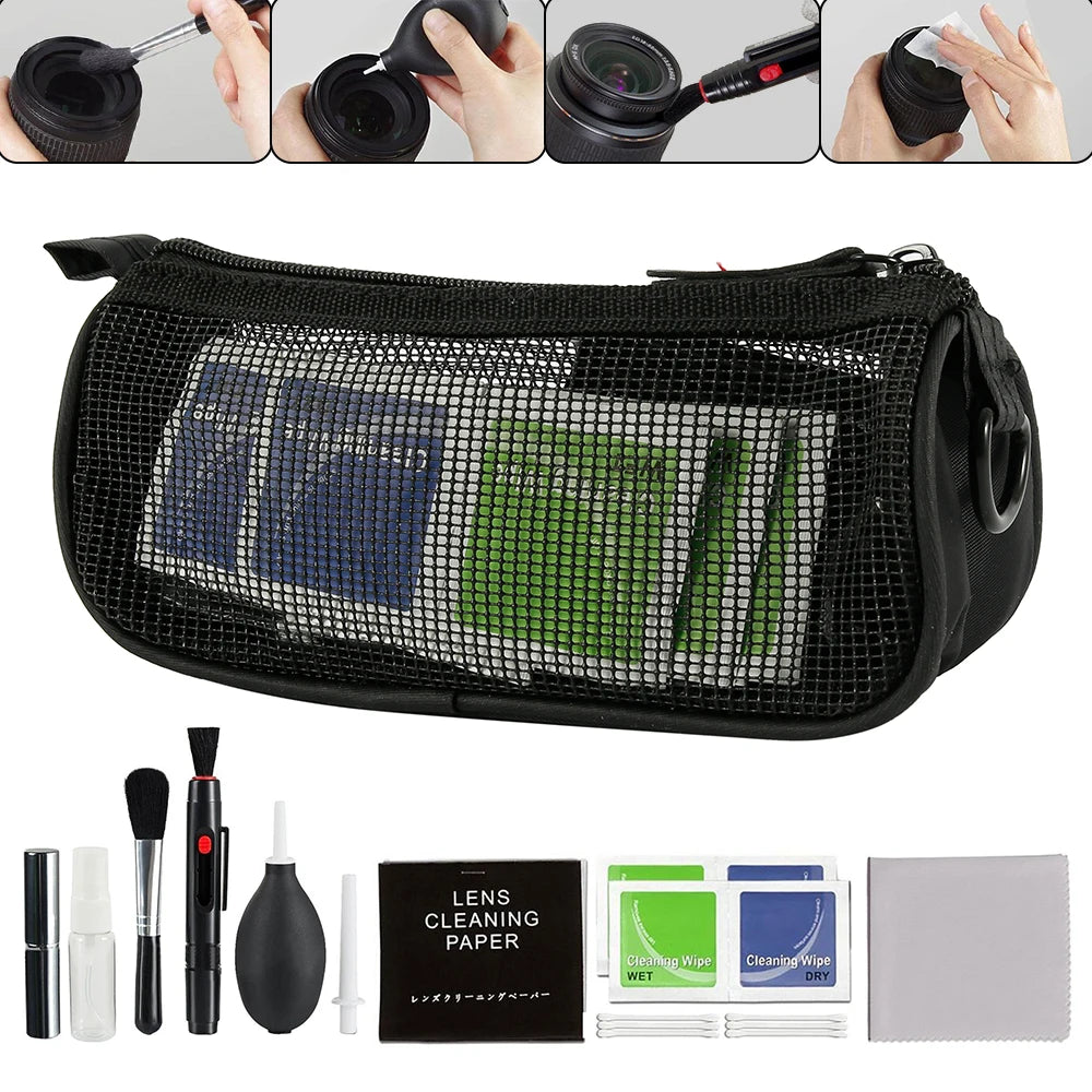 Camera Lens Cleaning Kit Professional Scratch Free Electronics Cleaning Tool Set with Air Blower Cleaning Brush Wipes Tweezers