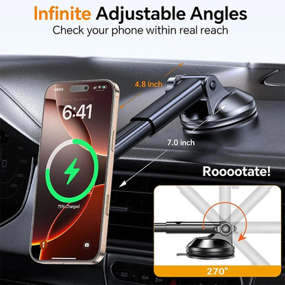 UYUXIO Magnetic Car Mount Charger Windshield Dash Magnet Mobile Phone Holder in Car for iPhone 16 15 Pro Max 14 Plus 13 12