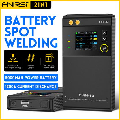 FNIRSI SWM-10 Precision DIY Assembly Device for 18650 Battery Packs, 5000mAh Built-in Power, Handles 0.25mm Material
