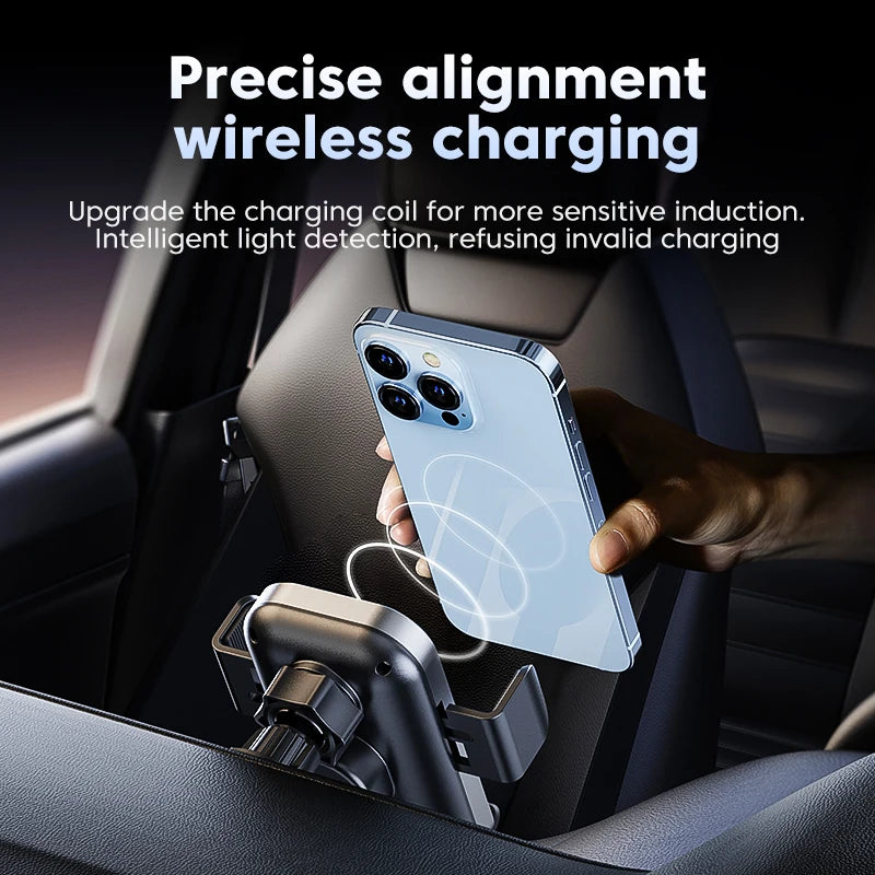 Auto Clamping Wireless Car Charger 15W Fast Charging Car Charger Phone Mount Phone Holder for iPhone 16 15 14 13 12 11 Pro Max