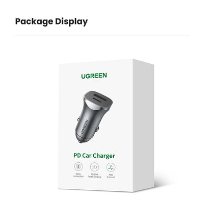 UGREEN Car Charger Type C Fast USB Charger for iPhone 15 14 13 Xiaomi Car Charging Quick 4.0 3.0 Charge Mobile Phone PD Charger