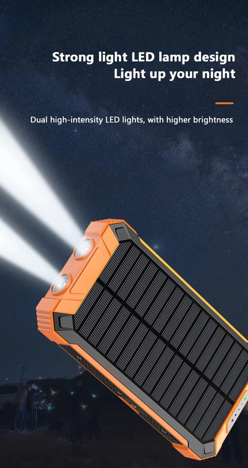 Solar Power Bank Wireless 200000mAh Large Capacity Fast Charging External Battery Outdoor Survival Emergency Equipment