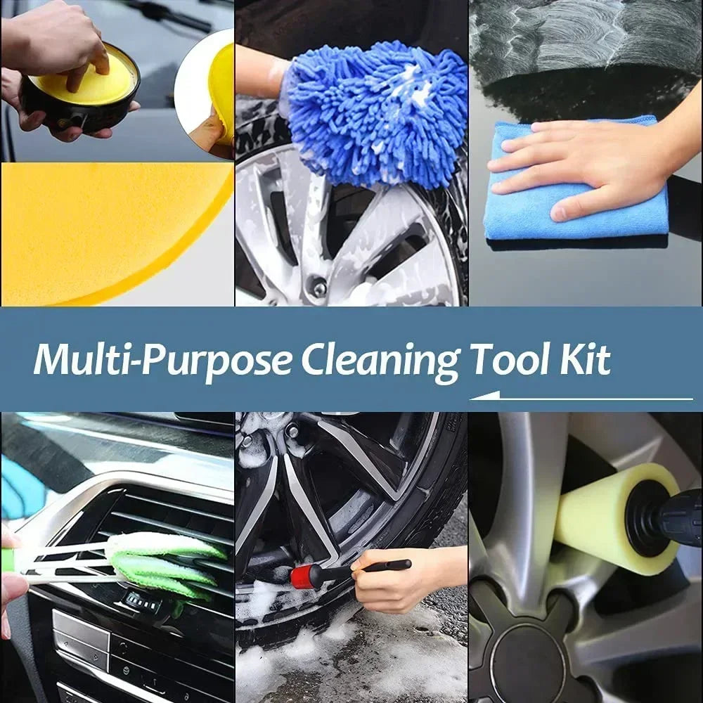 Car Interior Cleaning Kit – Detailing Brushes, Sponges, Microfiber Towels & Vent Cleaning Tools