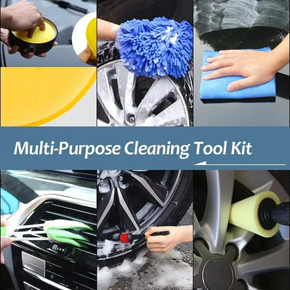 Car Interior Cleaning Kit – Detailing Brushes, Sponges, Microfiber Towels & Vent Cleaning Tools