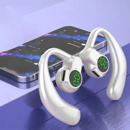 Bluetooth 5.4 Earphones Single Ear Earhooks Noise Cancelling Sports Headphones 360° Rotatable Wireless Earbud with Microphone