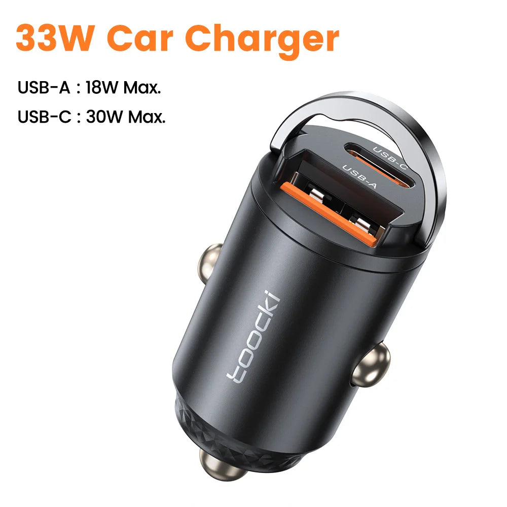 45W Dual USB A Type C Car Charger Metal Auto PD Charger Adapter Fast Charging USB C Charger For CellPhone in Car For iPhone 13