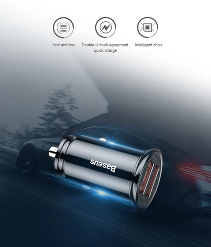 Baseus USB Car Charger Quick Charge 4.0 QC4.0 QC3.0 PPS SCP 5A PD Type C 30W Fast Car USB Charger For iPhone Xiaomi Mobile Phone